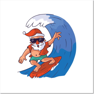 Surfing Santa Posters and Art